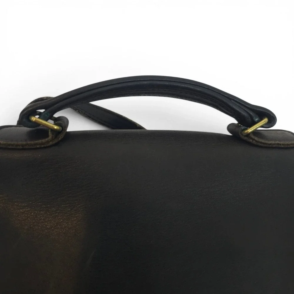 Coach Black Leather Satchel Gold Hardware Vintage #5130 Station Bag 1980s 1990s